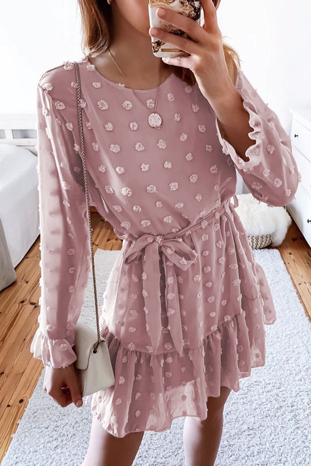 Fuzzy Ruffled Dress - Mini Dress