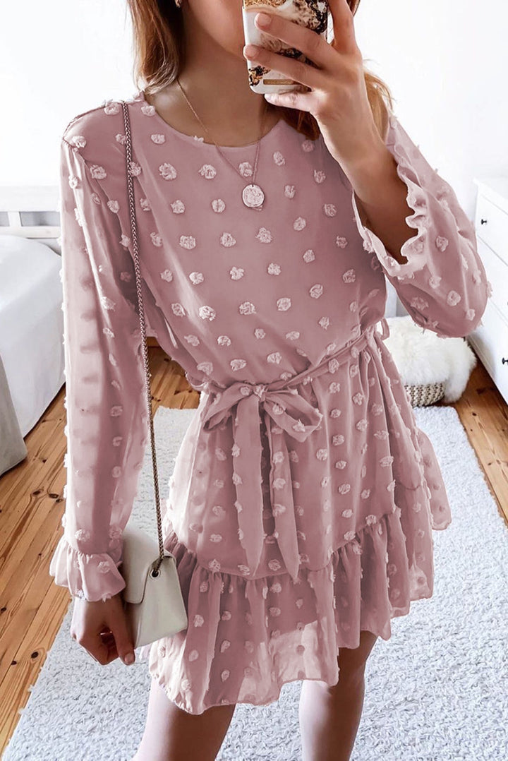 Fuzzy Ruffled Dress - Mini Dress