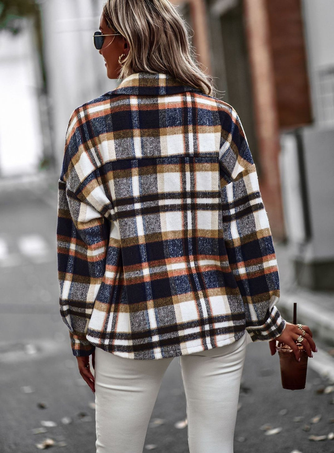 Long Sleeve Plaid Jacket