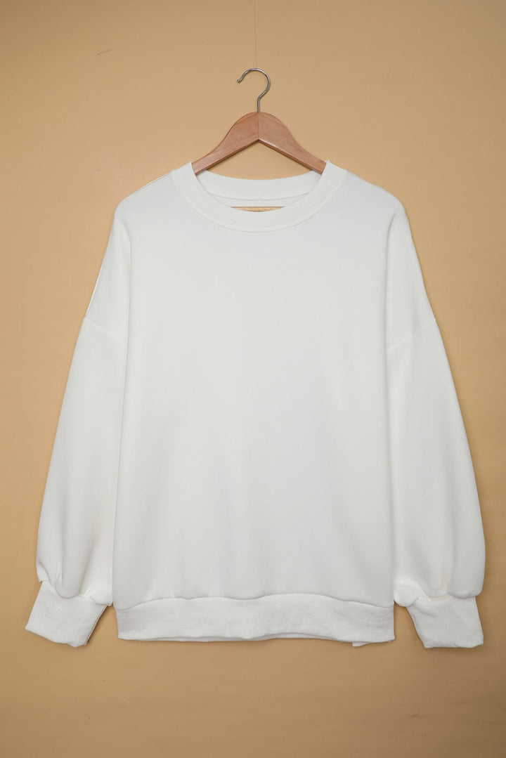Solid Drop-Shoulder Pullover Sweatshirt