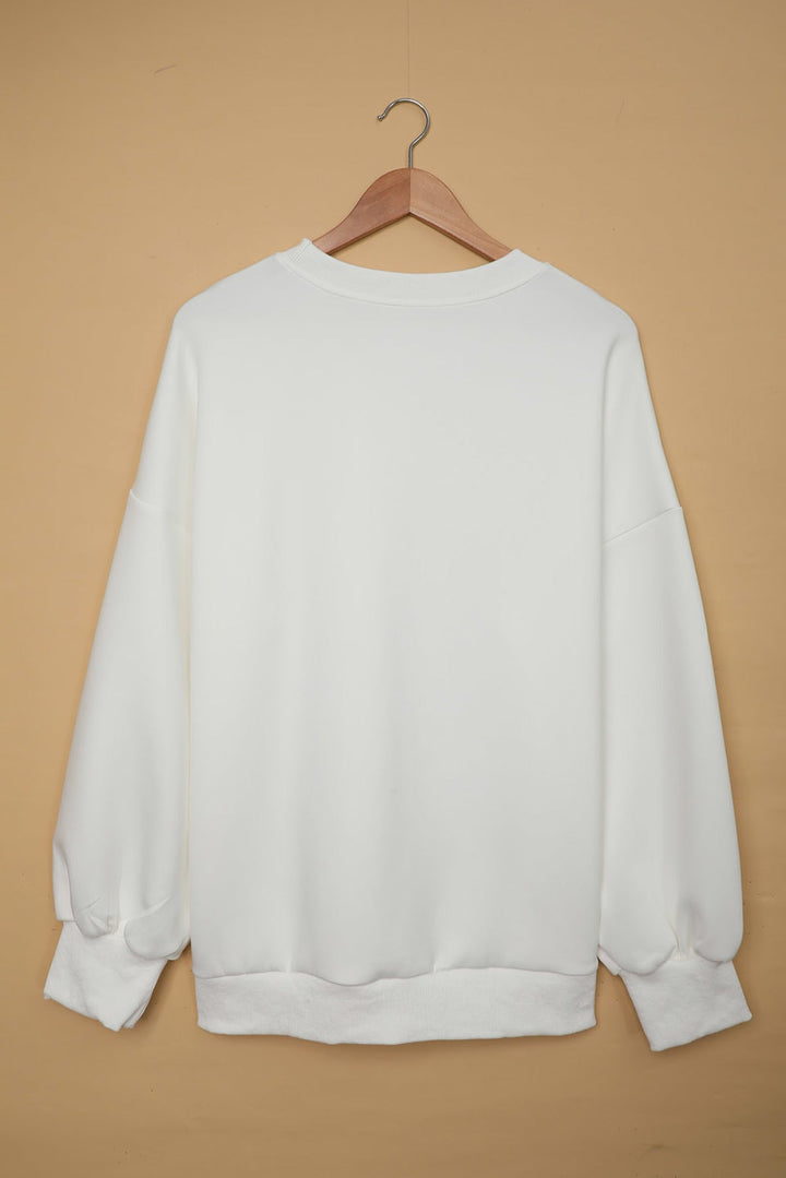 Solid Drop-Shoulder Pullover Sweatshirt