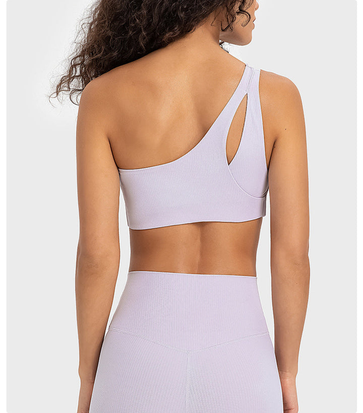 Solid Ribbed One ShoulderSports Bras