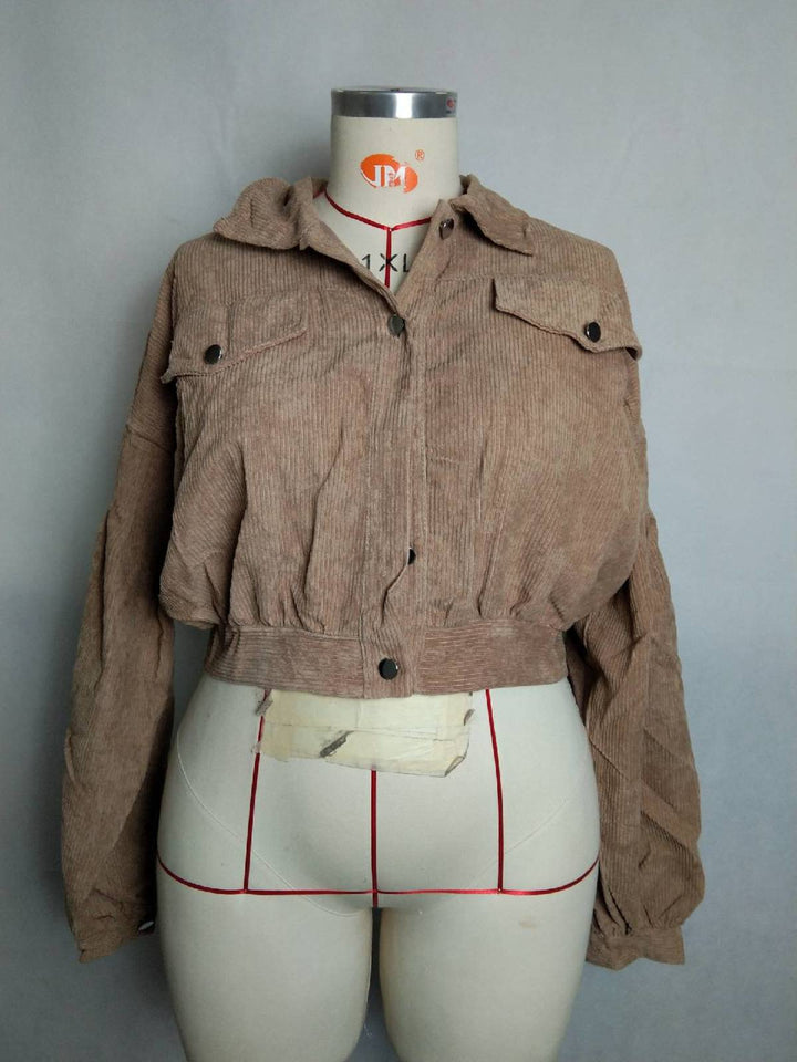 Casual Balloon Long-Sleeved Corduroy Jacket