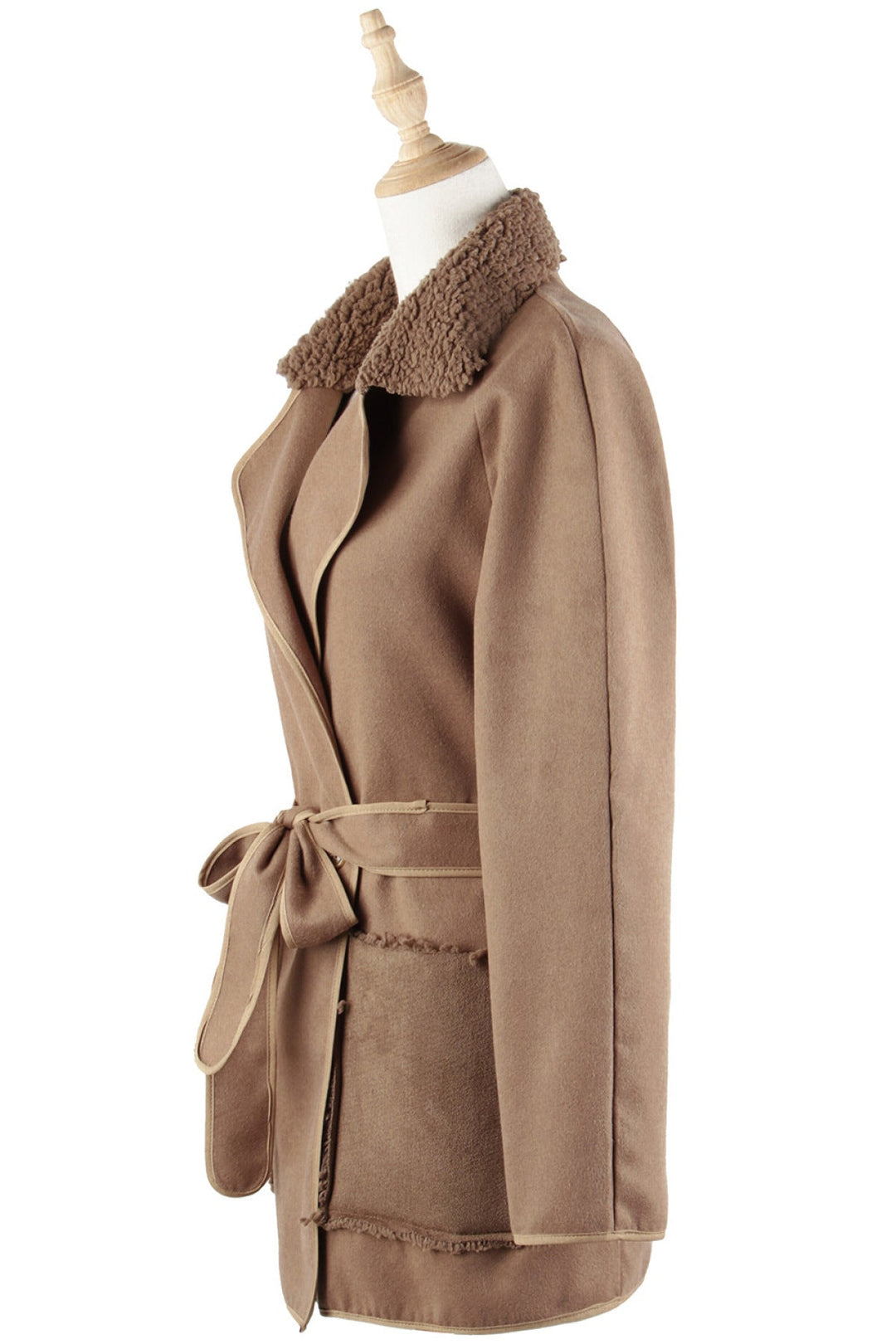 Lapel Neck Long Sleeve Button Down Side Pocket Coat