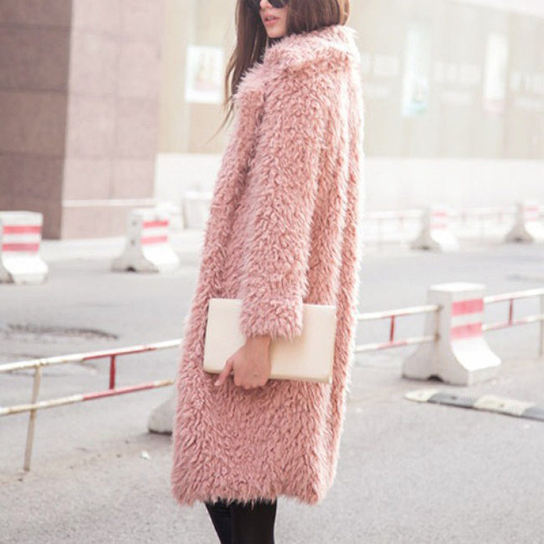 Lapel Neck Fleece Overcoat