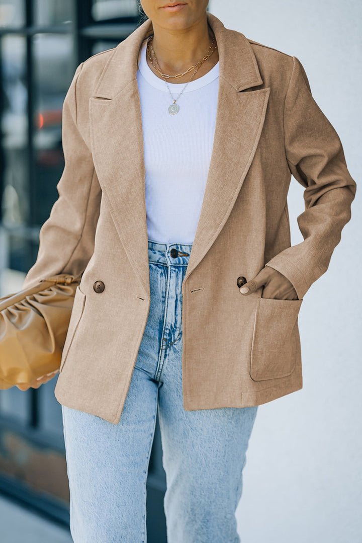 Buttoned Lapel Collar Blazer