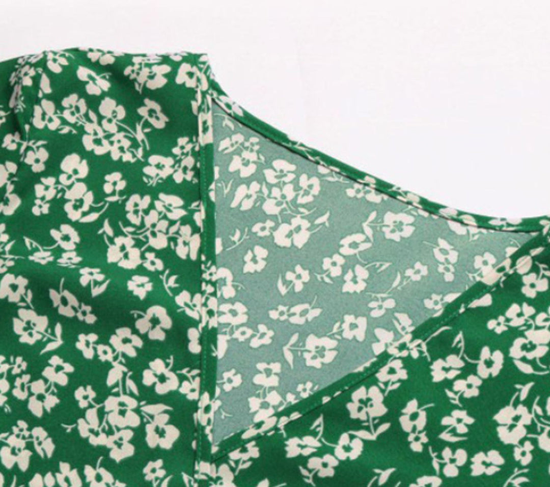 Ditsy Floral Surplice Tie Waist Dress