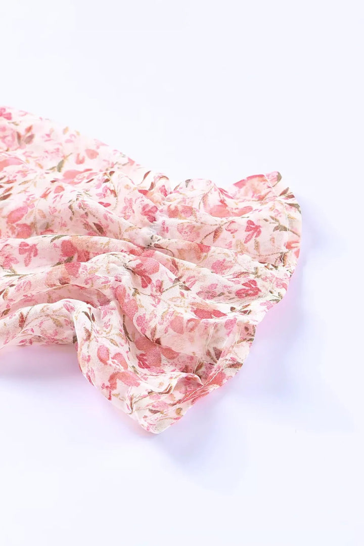 Pink Frilled Tiered Floral Plus Size Dress