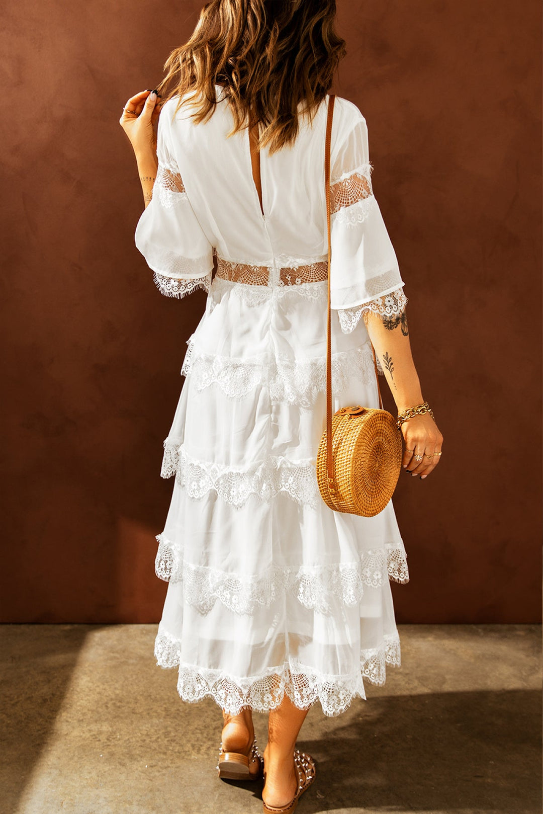 Swiss Dot Layered Dress - Long Dress