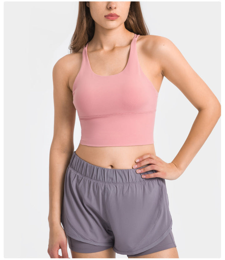 Solid Back Crisscross Sports Tank Top