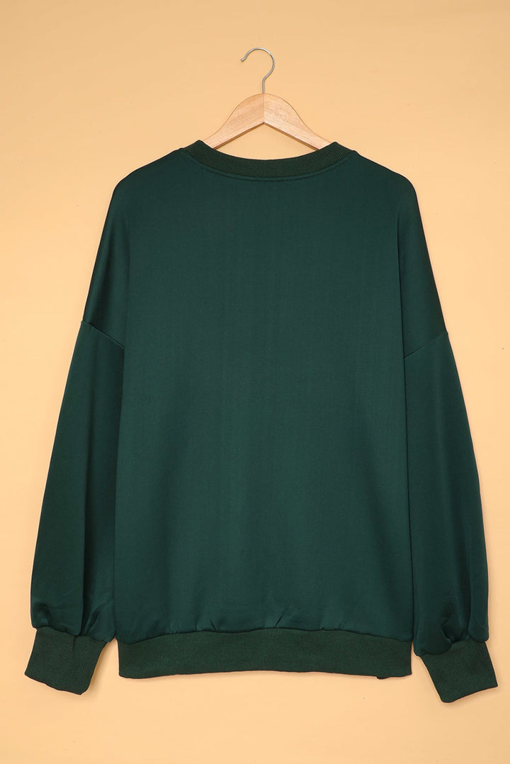Solid Drop-Shoulder Pullover Sweatshirt