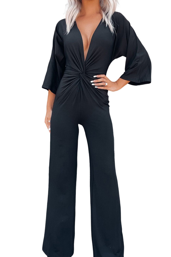 Deep V Neck - Twisted Jumpsuit