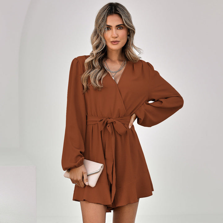 Surplice Neckline Dress - Mini Dress