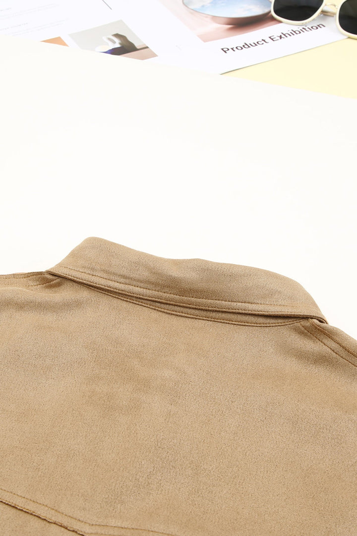 Khaki Snap Suede Jacket