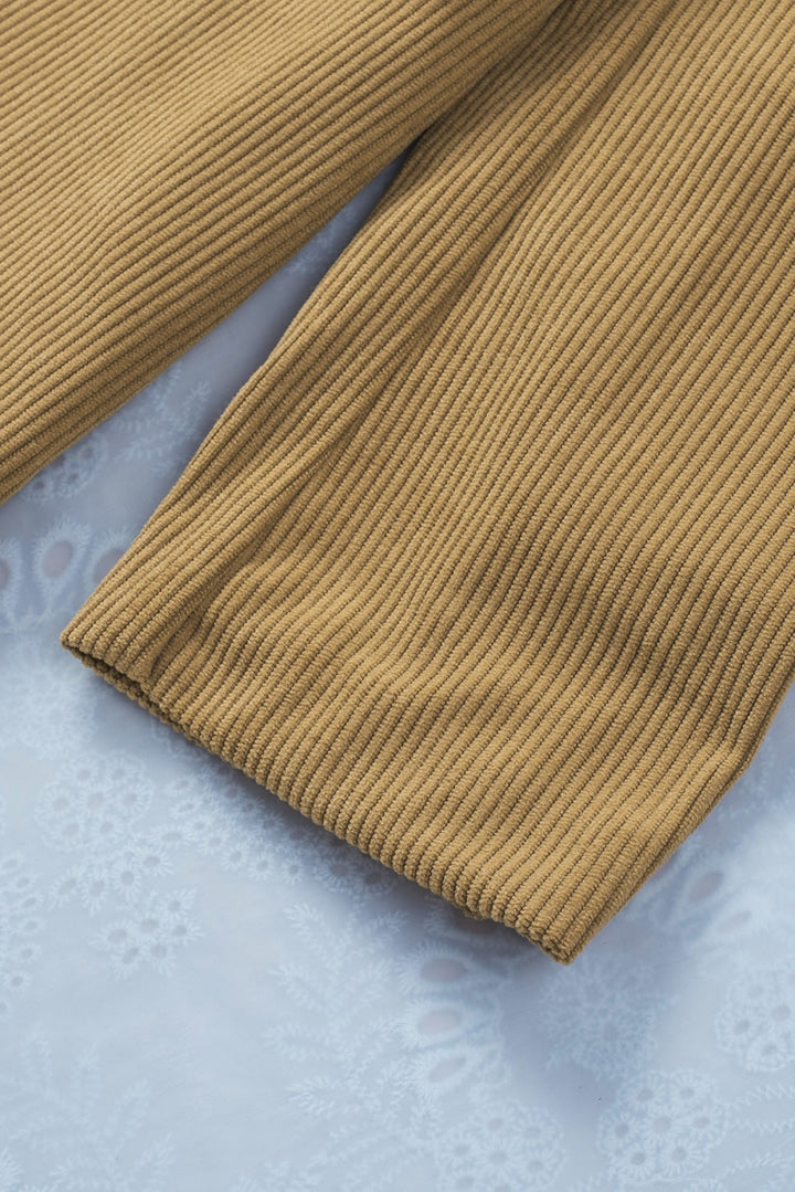 Brown Corduroy Lapel Casual Blazer
