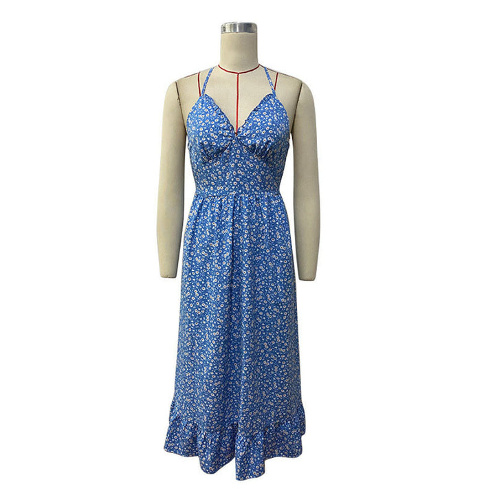 Ditsy Floral Back Lace-Up Swing Dress