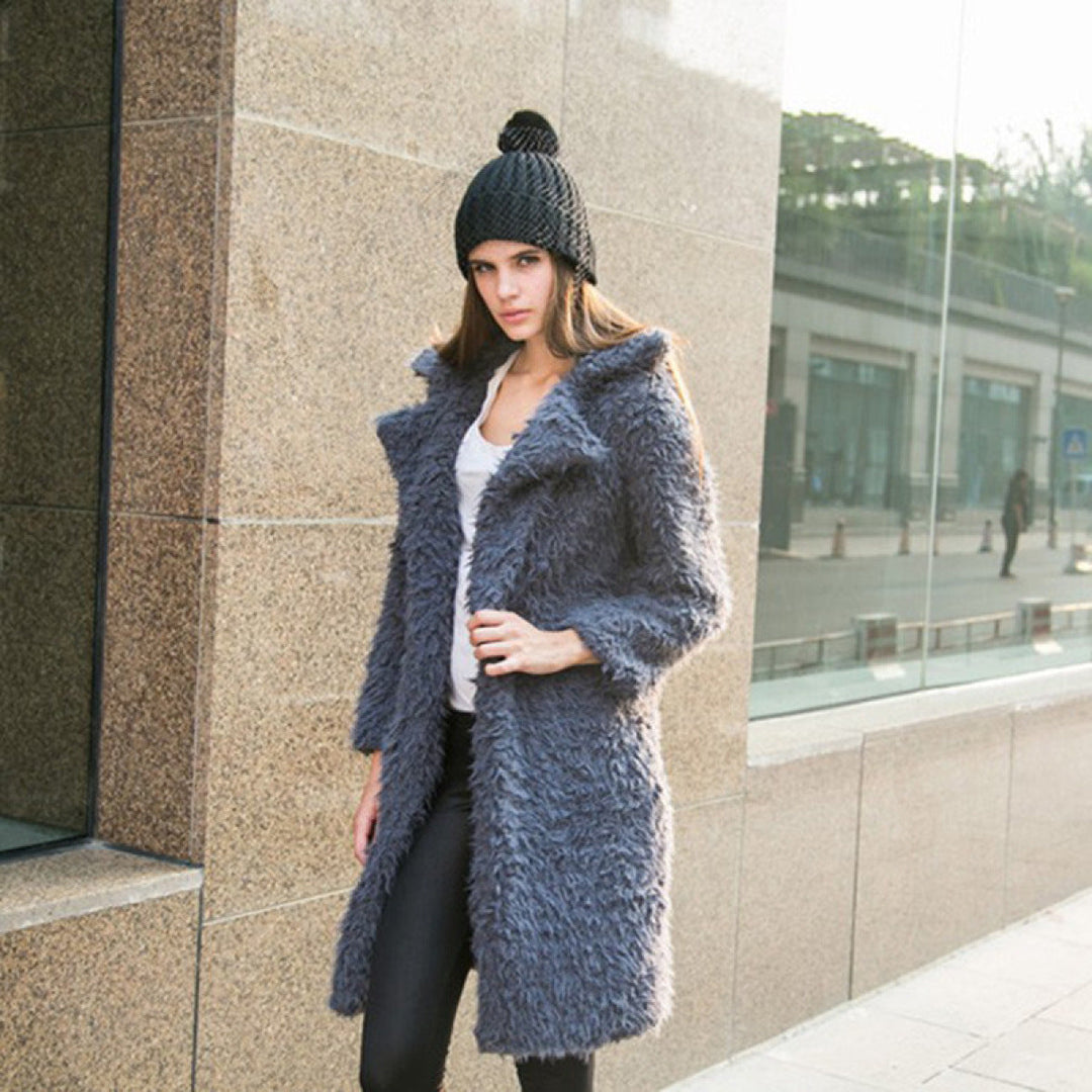 Lapel Neck Fleece Overcoat