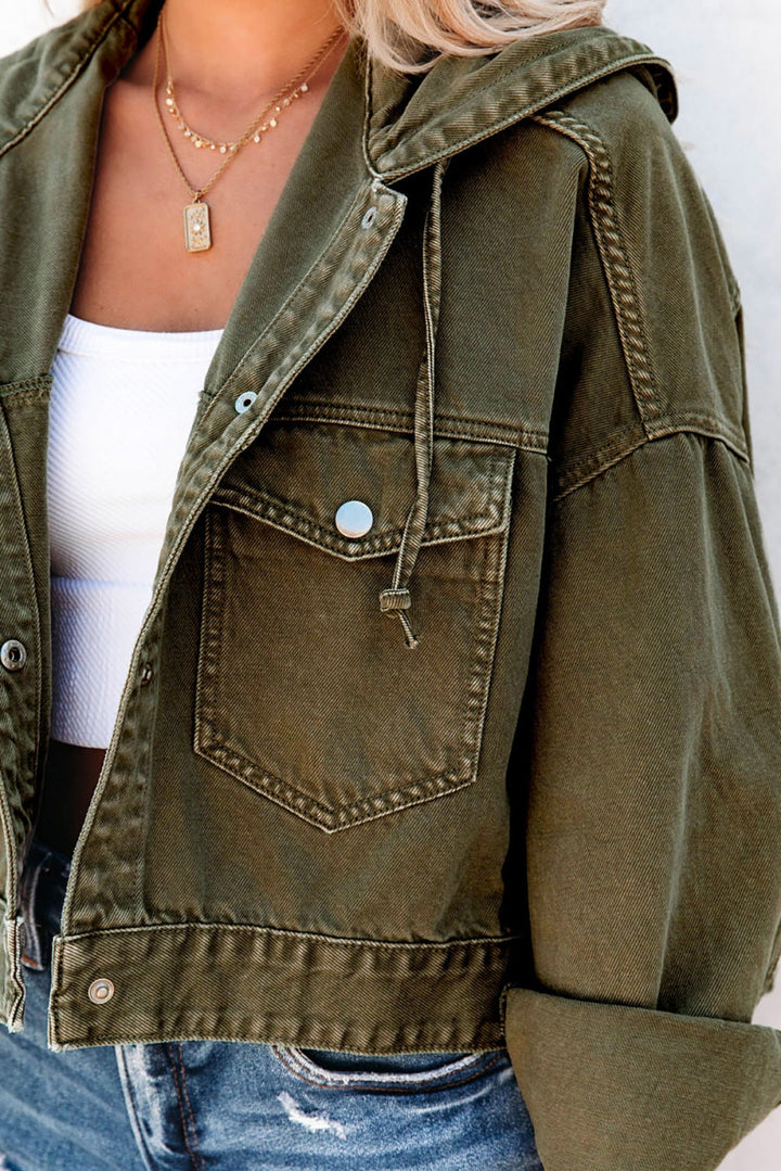 Hooded Cropped Denim Jacket
