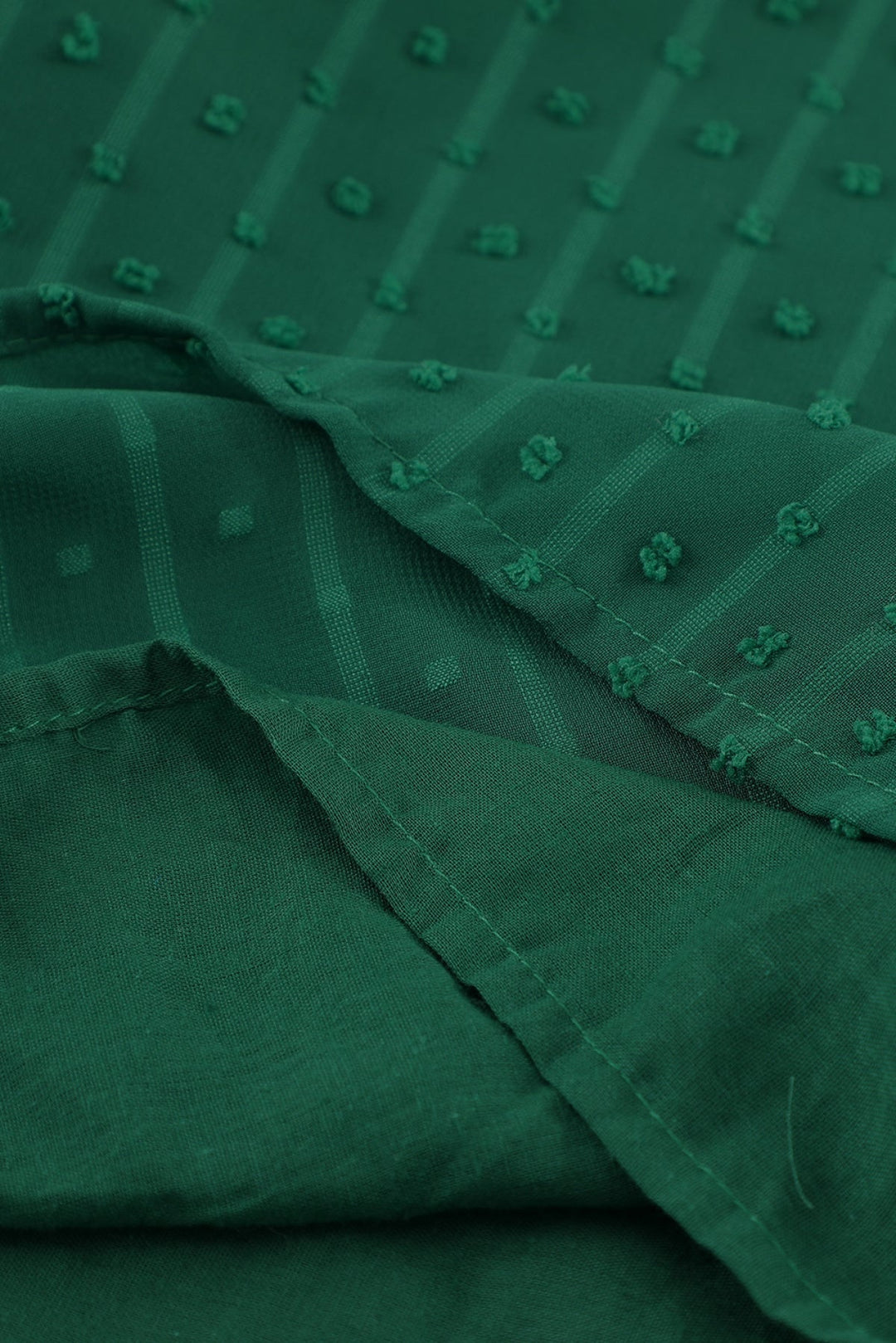 V Neck Puff Sleeve Swiss Dot Blouse