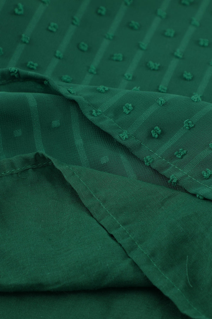 V Neck Puff Sleeve Swiss Dot Blouse