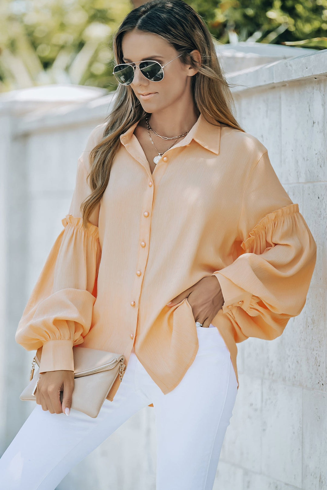 Ruffled Patchwork Loose Shirt