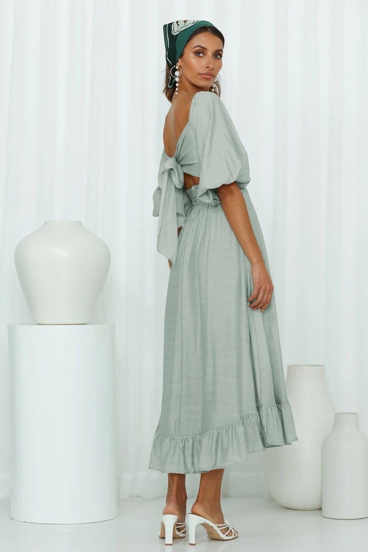 Puff Sleeve Pleated Dress