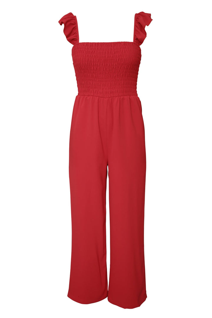 Flutter Sleeve Smocked Wide Leg Jumpsuit