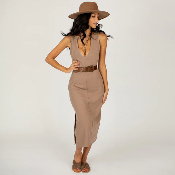 Solid Front and Back Reversible Slit Tube Dress