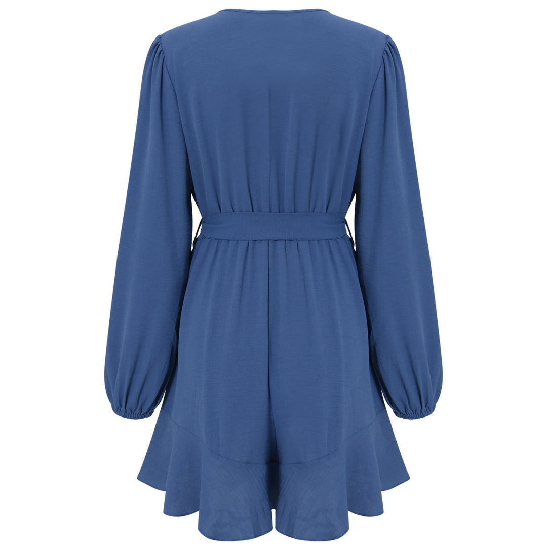 Surplice Neckline Dress - Mini Dress