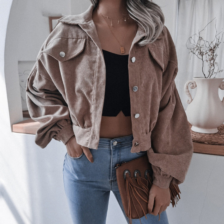 Casual Balloon Long-Sleeved Corduroy Jacket