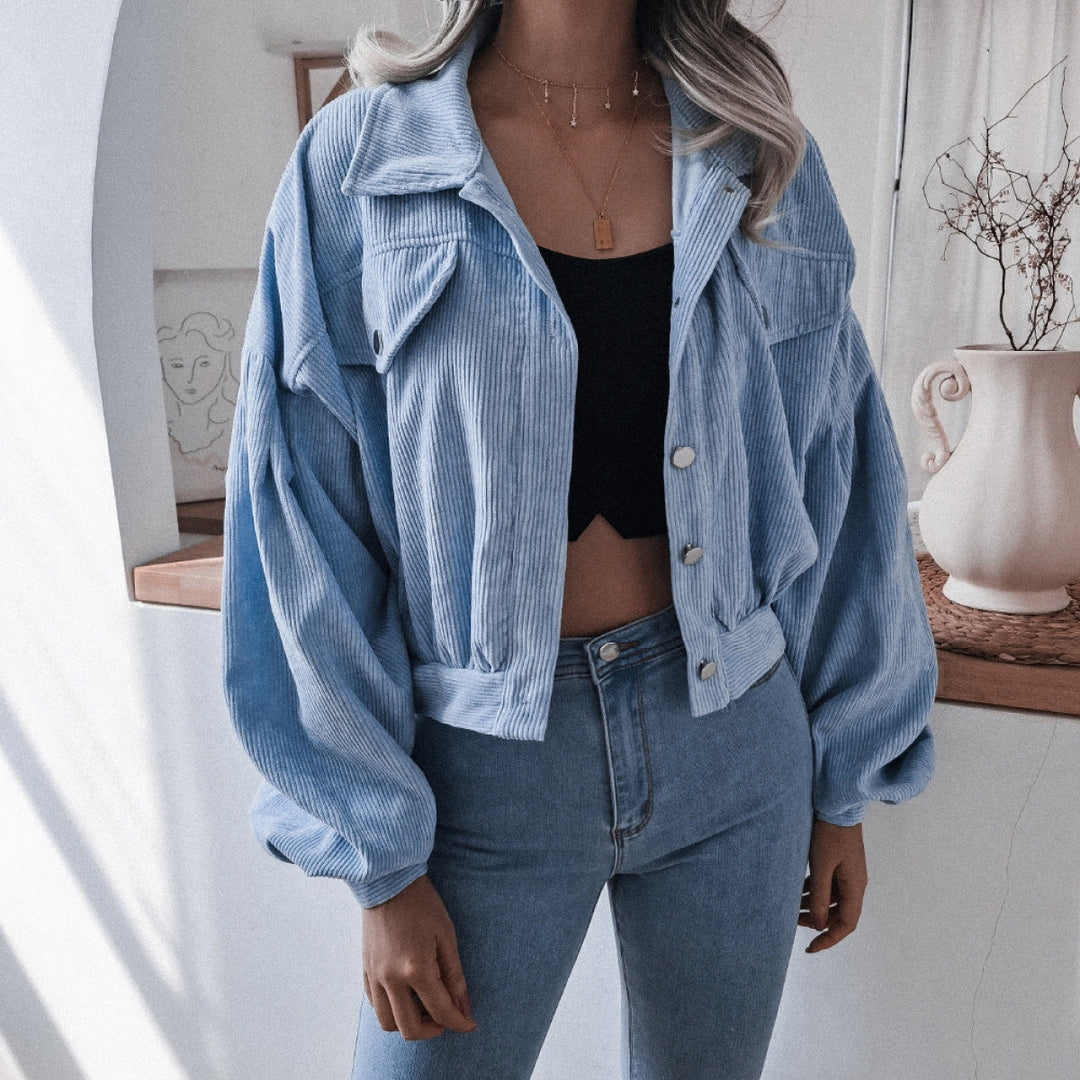 Casual Balloon Long-Sleeved Corduroy Jacket