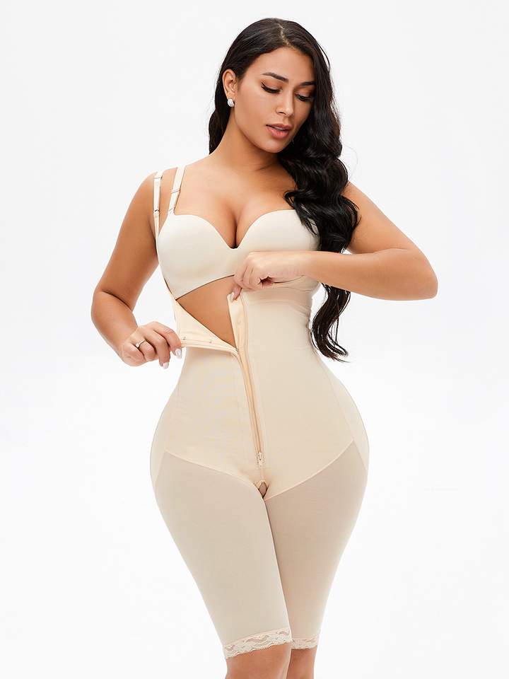 Plus Size 1-Hook Zipper Suspender Full Body Shaper