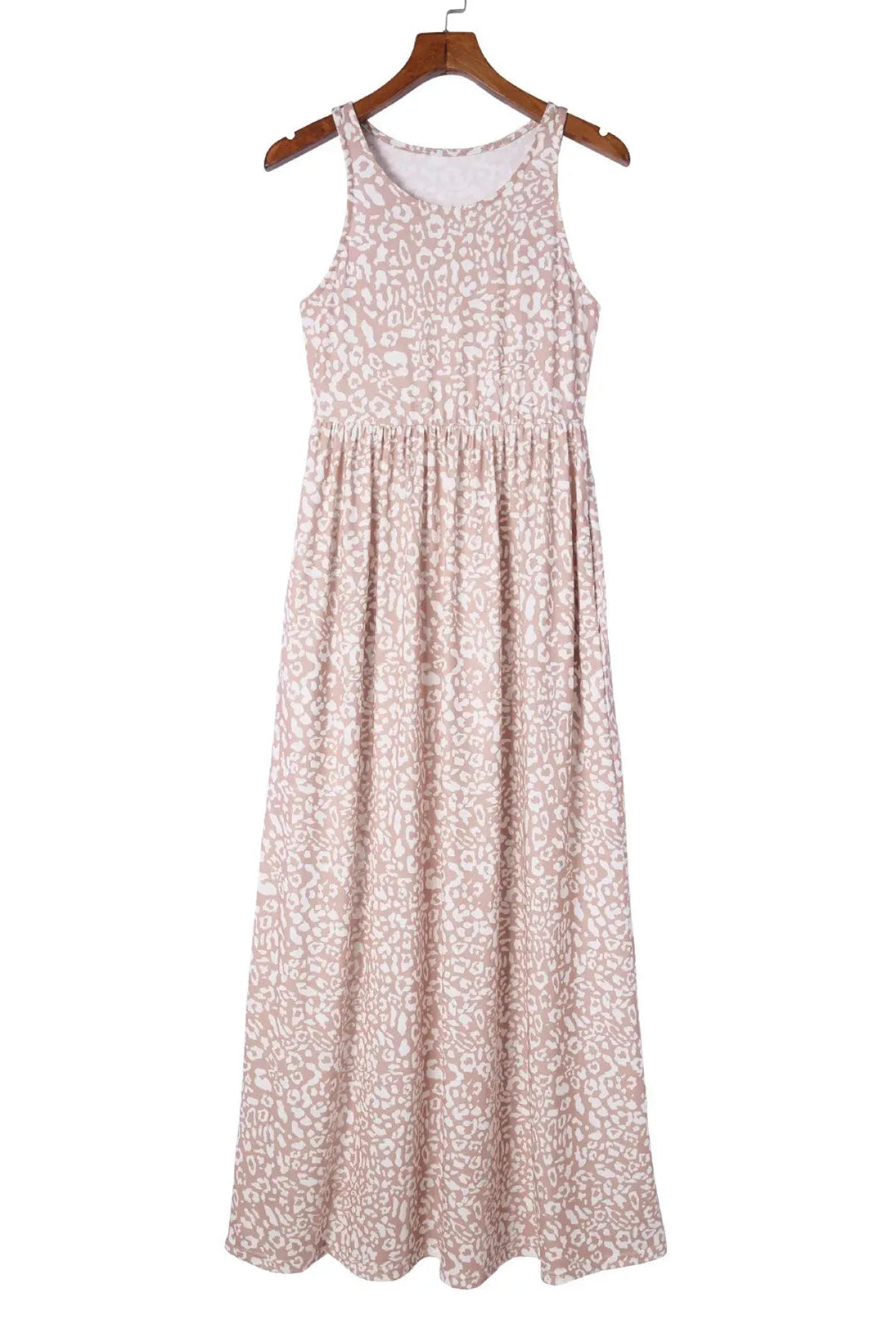 Leopard Print Pocketed Sleeveless Maxi Dress
