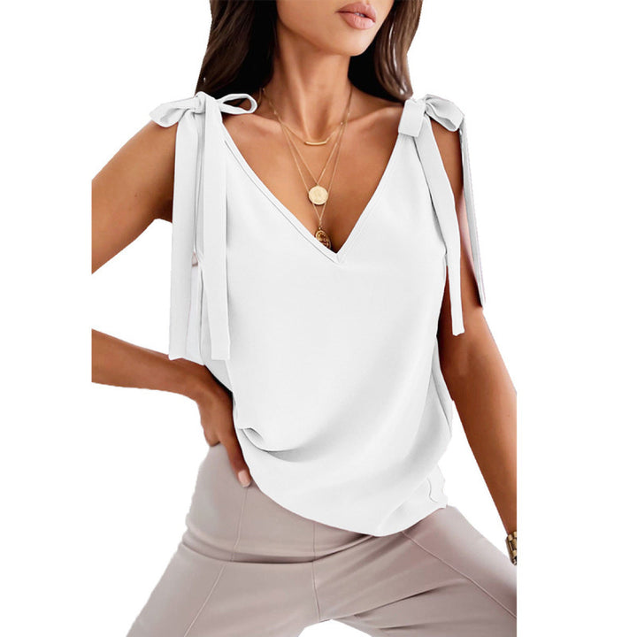 V-neck Sleeveless Knot Tank Top