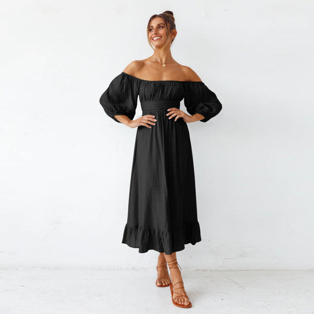 Puff Sleeve Pleated Dress