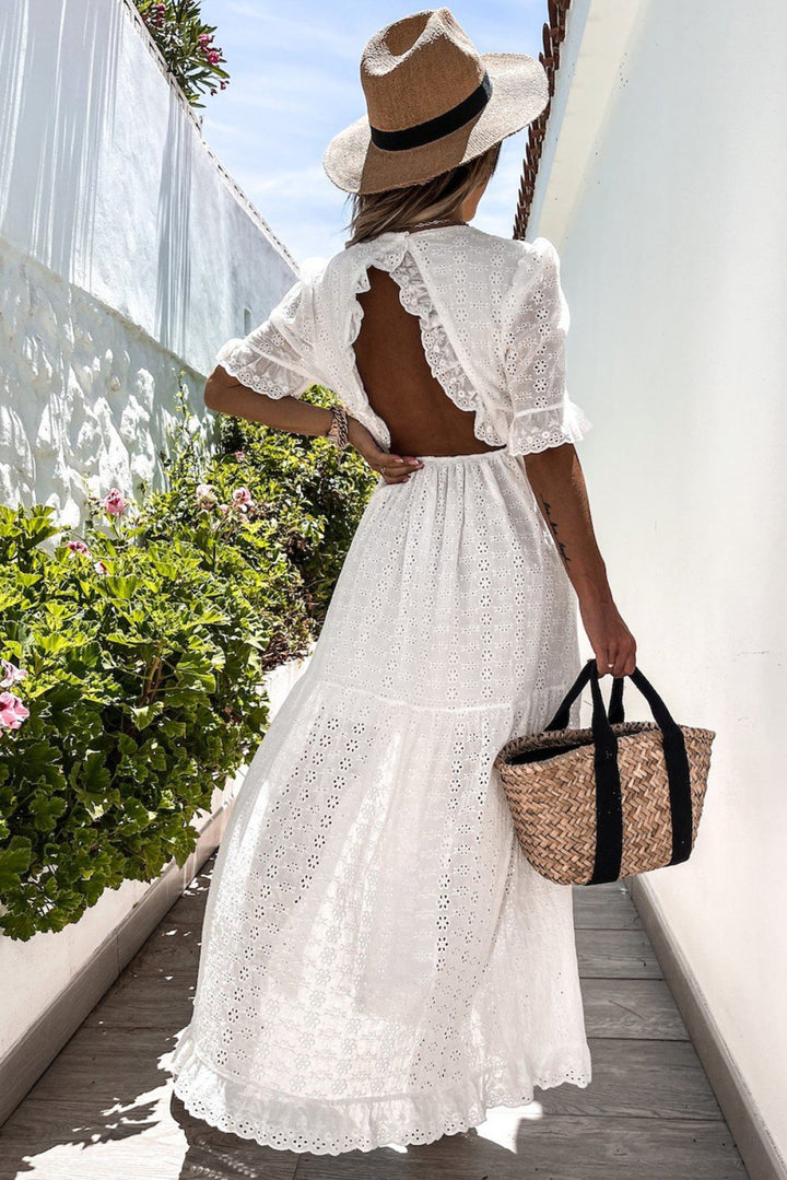 Crochet Ruffled Maxi Dress