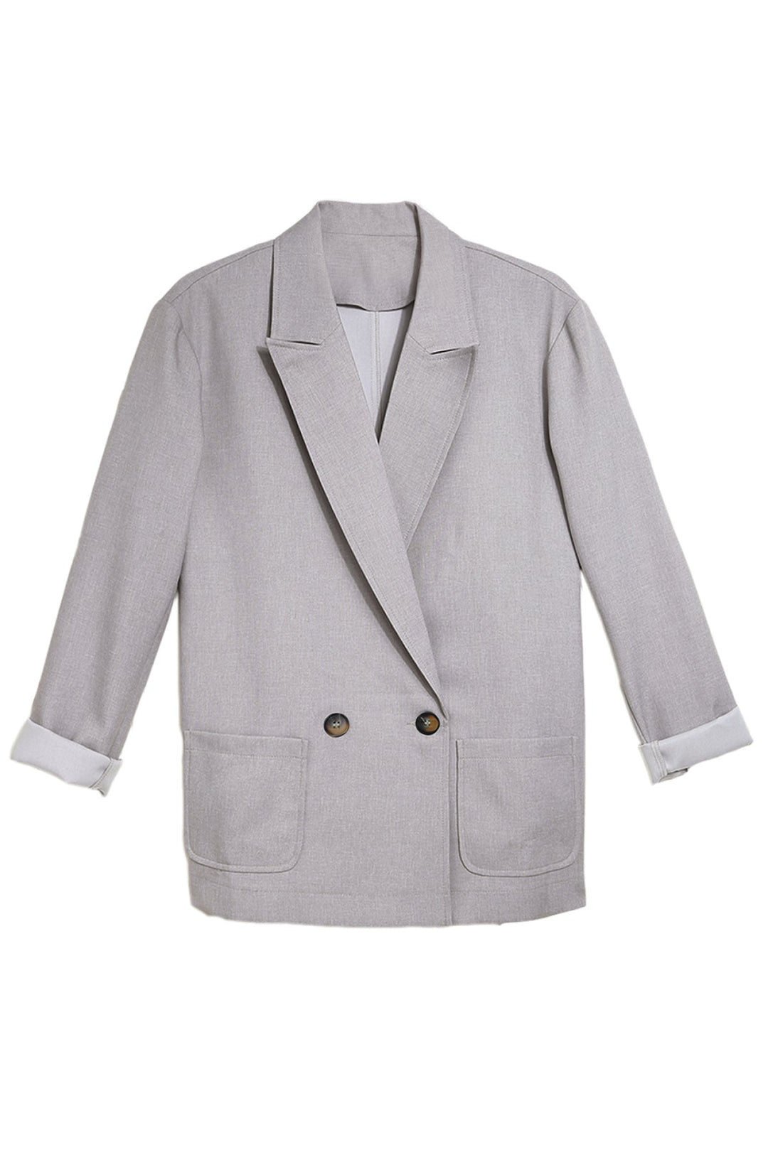 Buttoned Lapel Collar Blazer