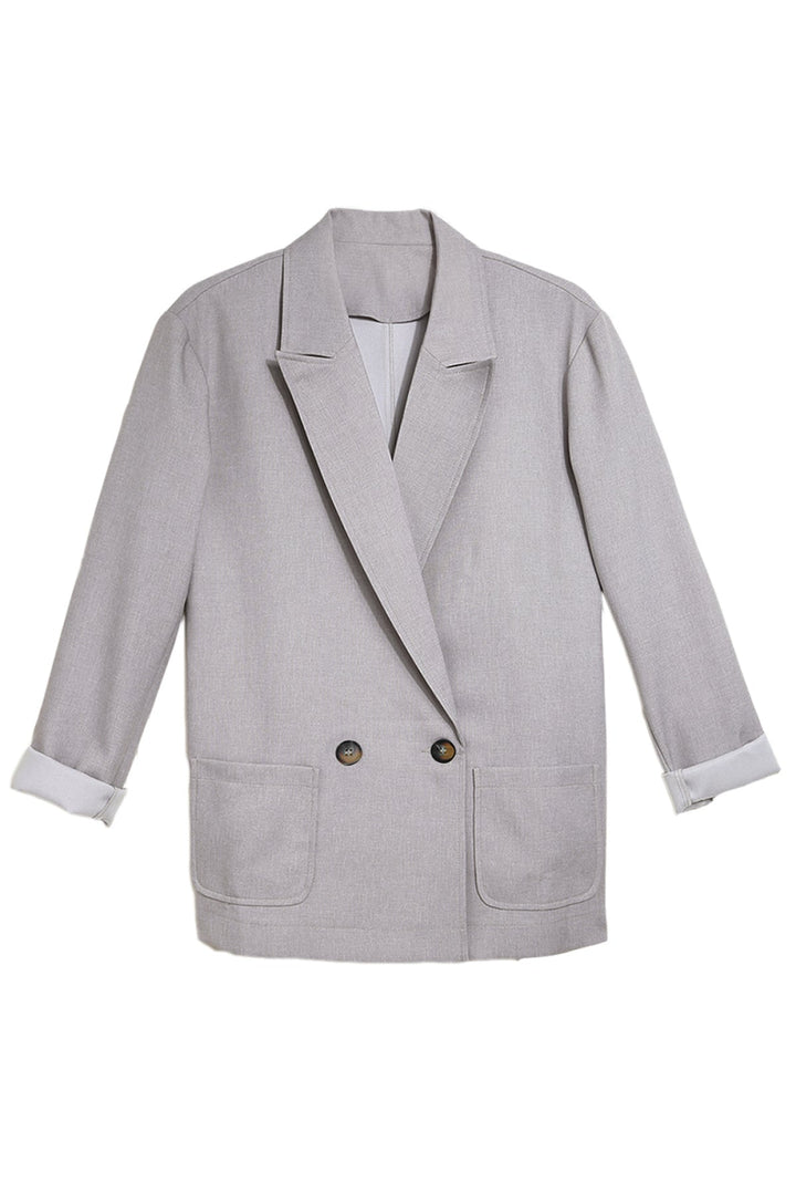 Buttoned Lapel Collar Blazer