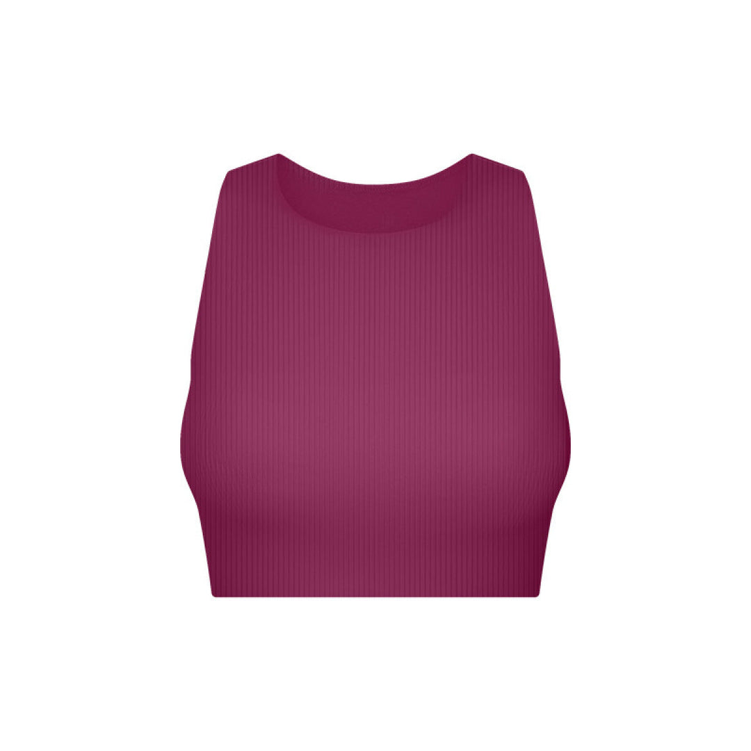 Ribbed Round Neck Wireless Sports Bras