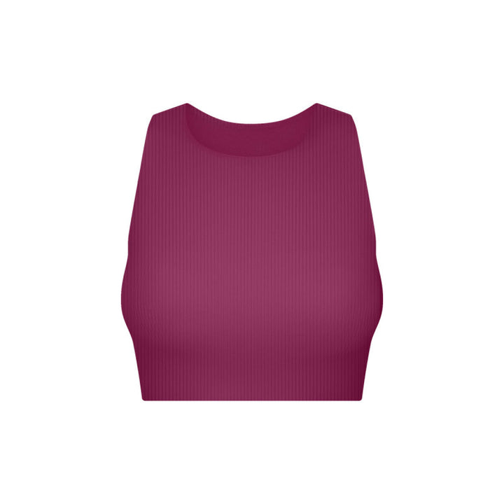 Ribbed Round Neck Wireless Sports Bras