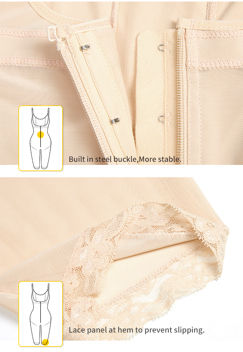 Plus Size 1-Hook Zipper Suspender Full Body Shaper