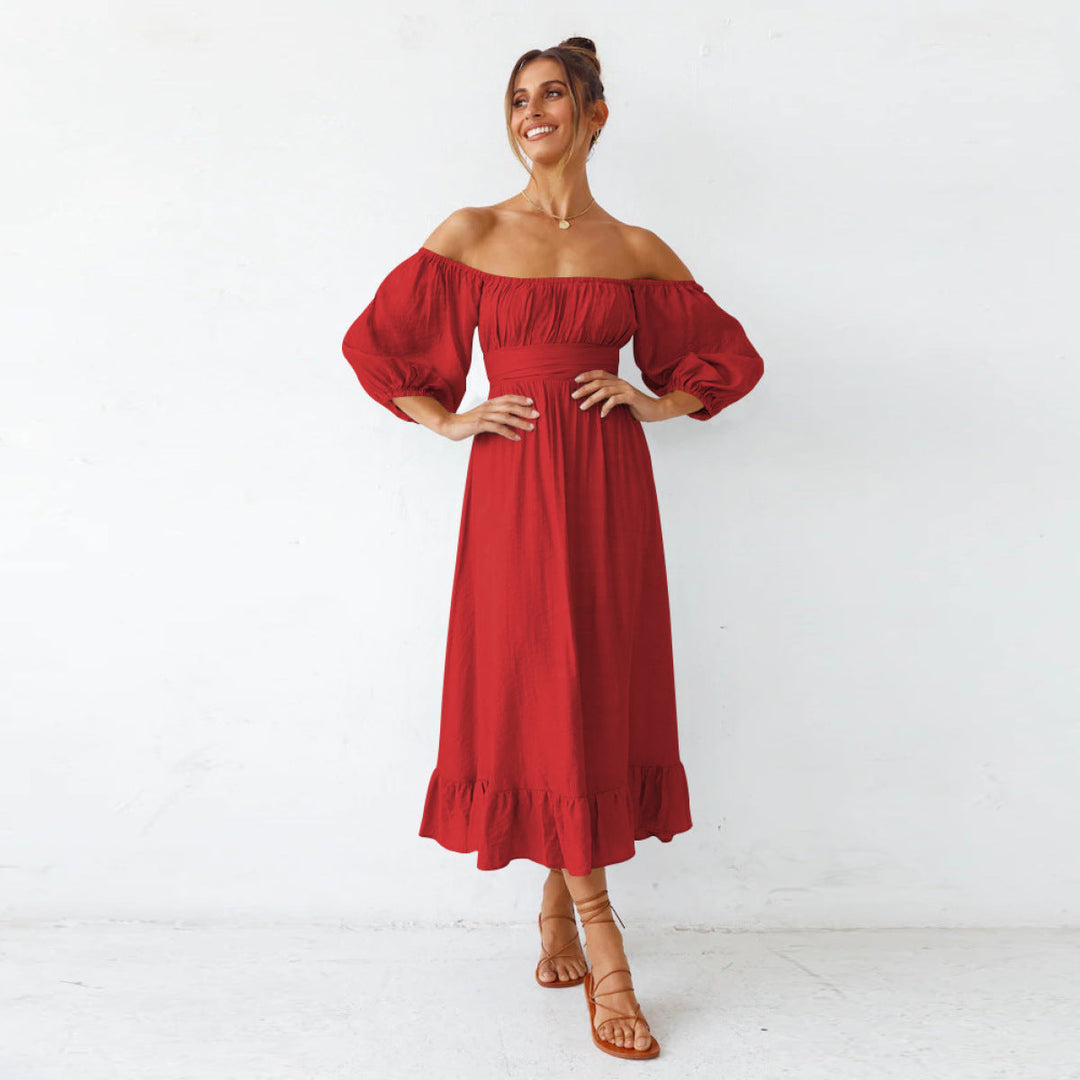 Puff Sleeve Pleated Dress