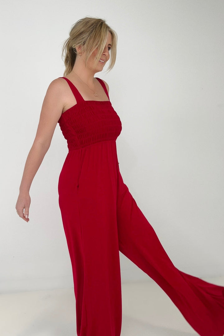 Smocked Wide Leg Jumpsuit