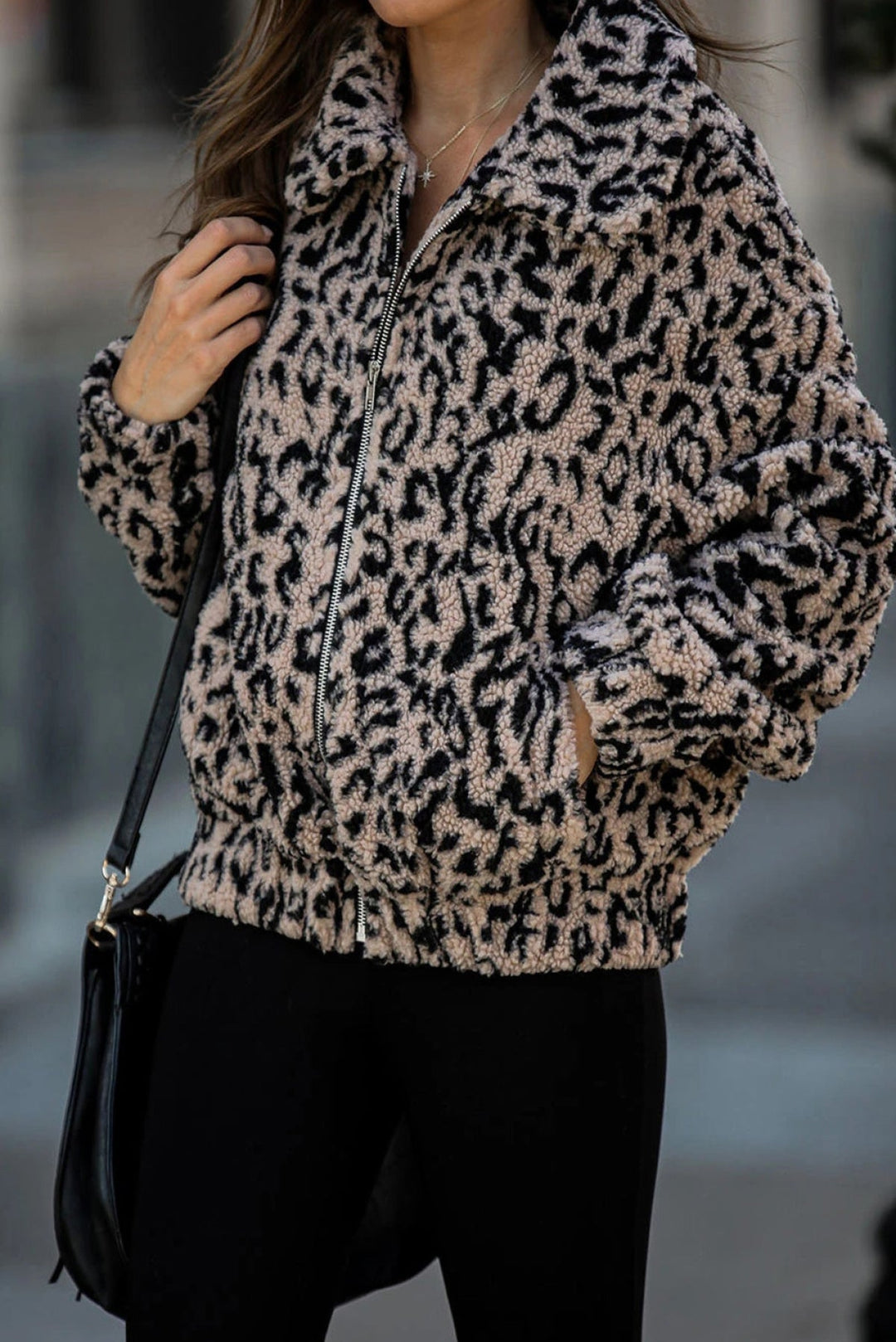 Leopard Print Sherpa Jacket Coat