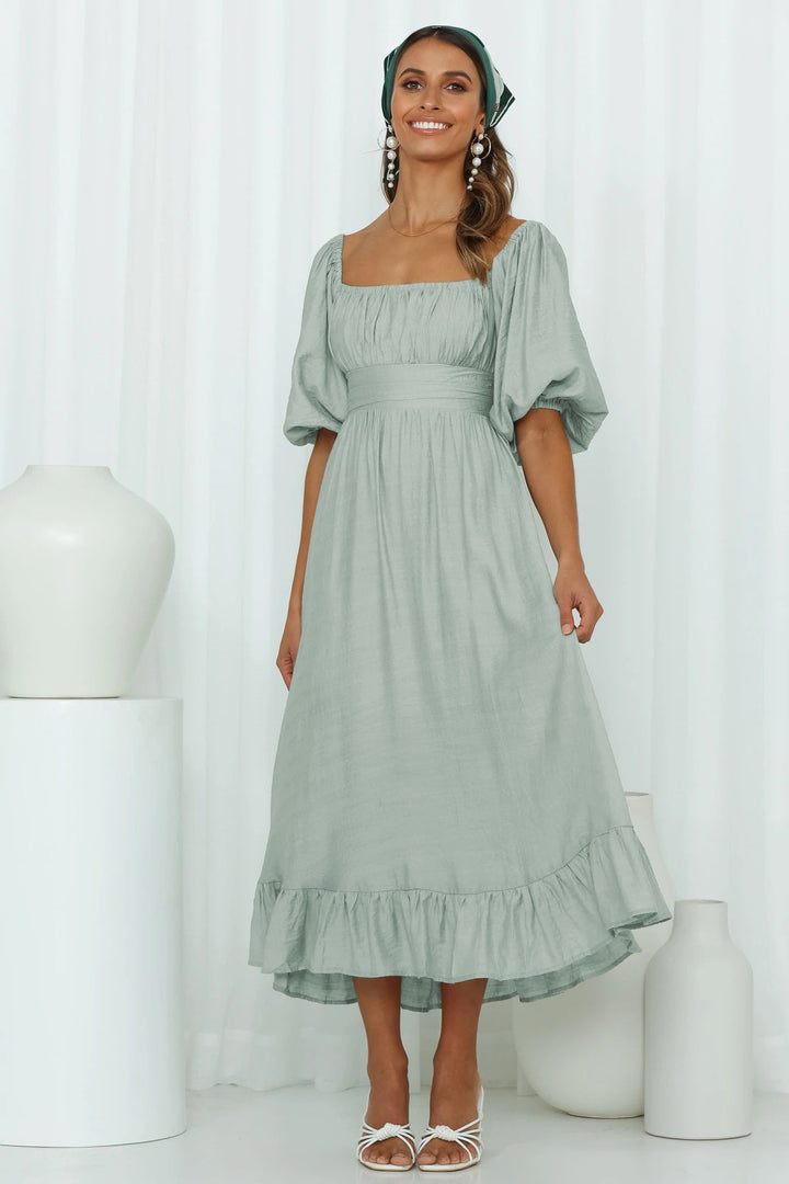 Puff Sleeve Pleated Dress