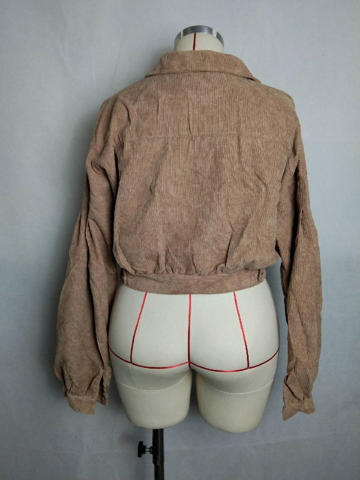 Casual Balloon Long-Sleeved Corduroy Jacket