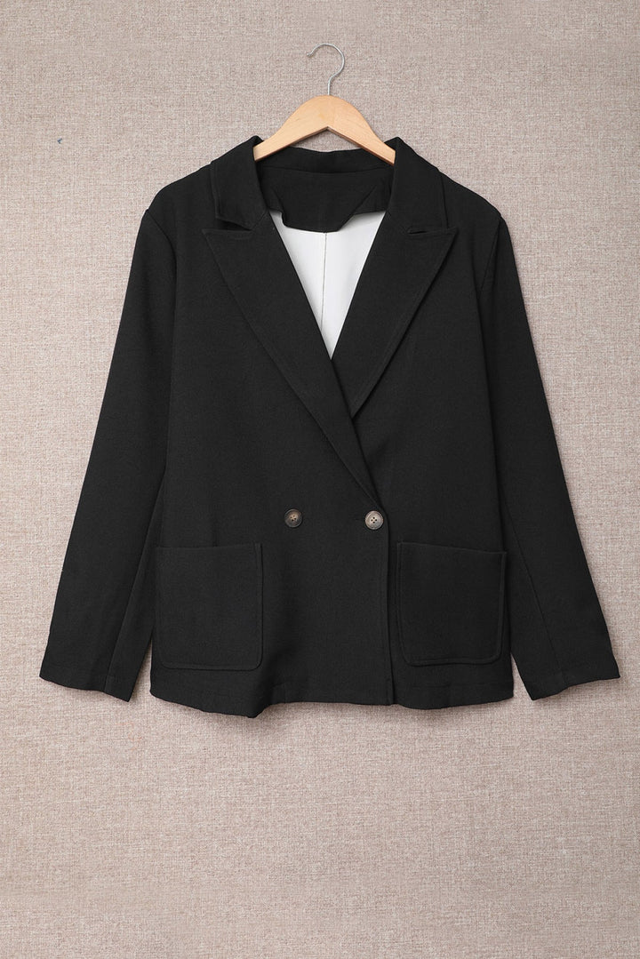 Buttoned Lapel Collar Blazer