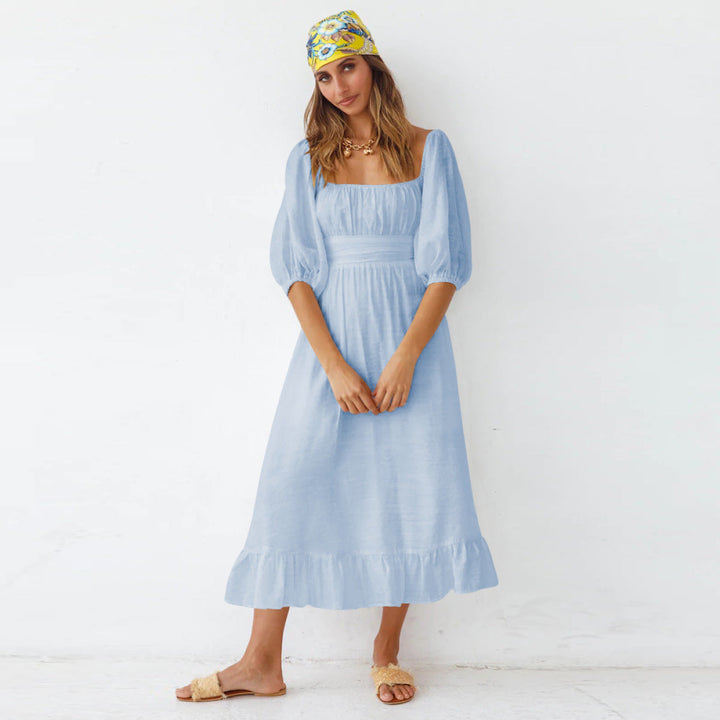 Puff Sleeve Pleated Dress