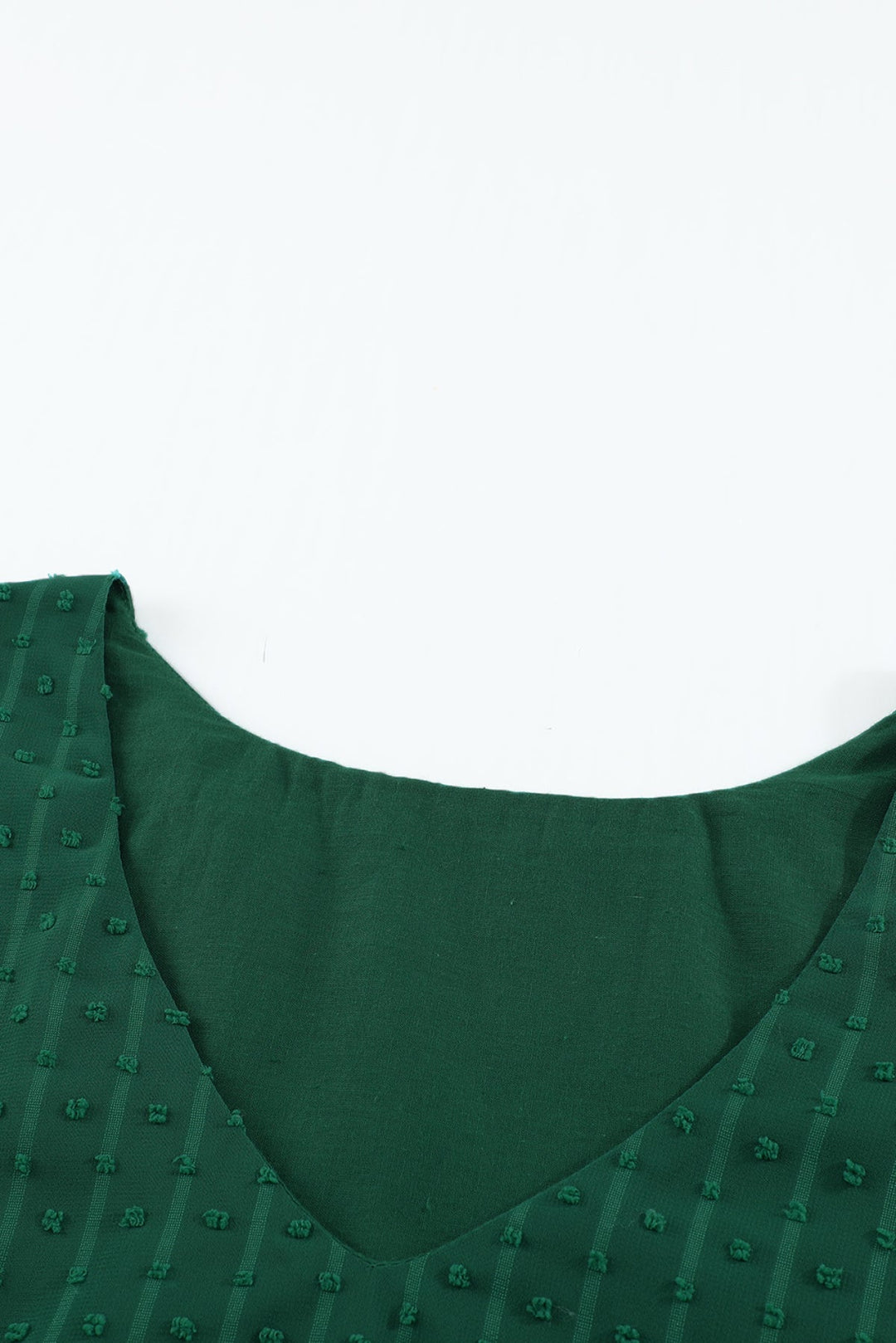 V Neck Puff Sleeve Swiss Dot Blouse