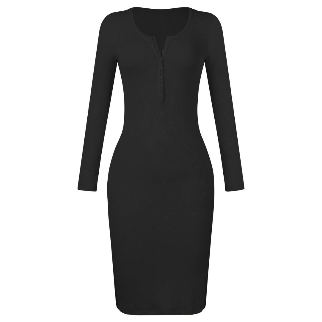 Button-Up Slit Bodycon Dress
